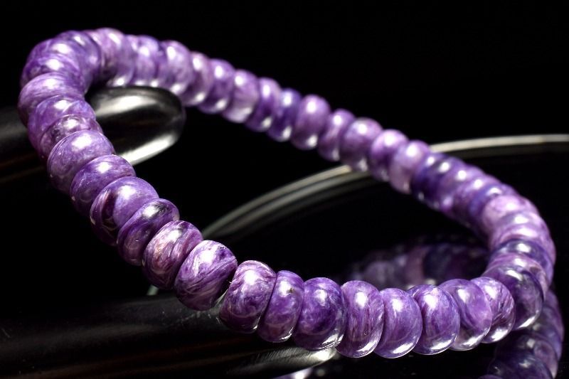 【１点物】高発色の妖艶マーブル チャロアイト　3.5-4x8mm　ボタン ブレスレット パワーストーン 天然石 _MD1808