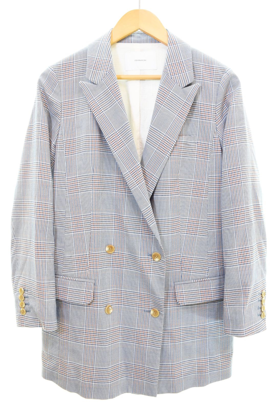 フレームワーク FRAMe WORK Tailored Jacket テーラードジャケット ダブル 千鳥格子 グレンチェック柄 18-010-220-5000-1-0 ジャケット グレー 38 103LT-252
