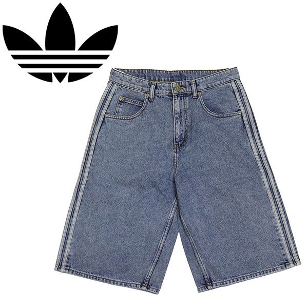 adidas (アディダス) KS4975 FIREBIRD ADICOLOR LIGHT WASH DENIM SHORTS デニムショーツ ウォーンブルーデニム AD379 32インチ