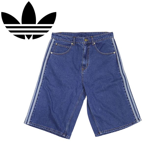 adidas (アディダス) KD1500 FIREBIRD ADICOLOR DENIM SHORTS デニムショーツ ミディアムヴィンテーシデニム AD382 32インチ
