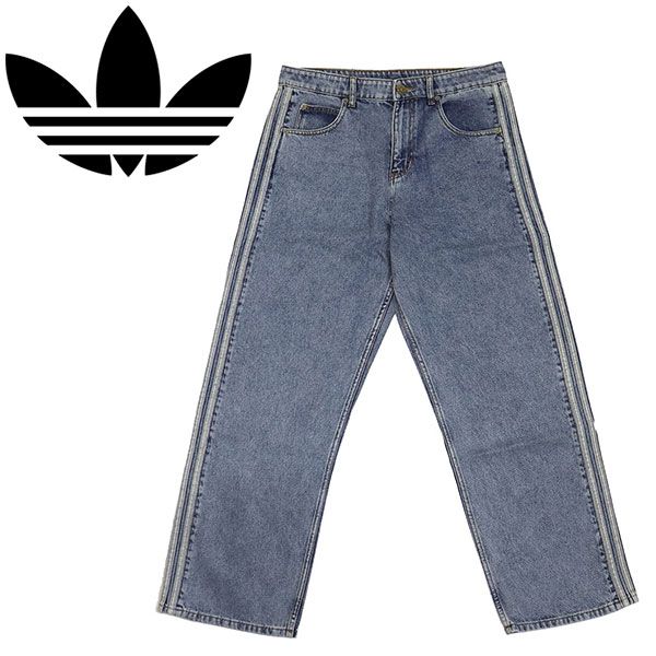 adidas (アディダス) KS4966 FIREBIRD ADICOLOR DENIM PANTS LIGHT WASH デニムパンツ ウォーンブルーデニム AD378 30インチ