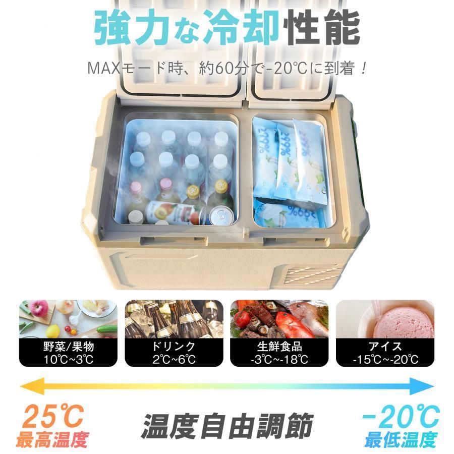 ポータブル冷蔵庫 25L 車載 冷凍庫 -20℃〜25℃ ダブルドア AC/DC対応