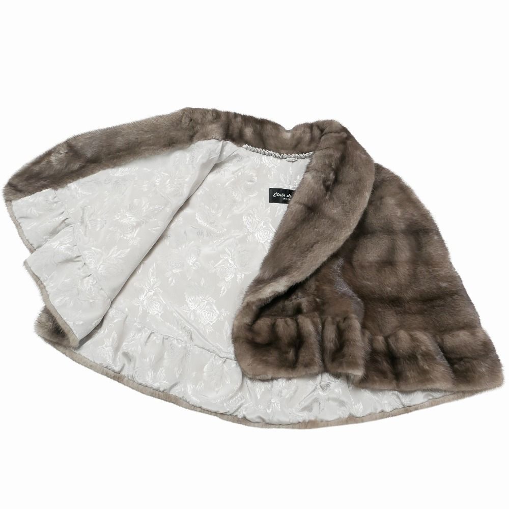□美品□EMBA エンバ Clair de Lune 毛皮 ミンク ファー ケープ マント