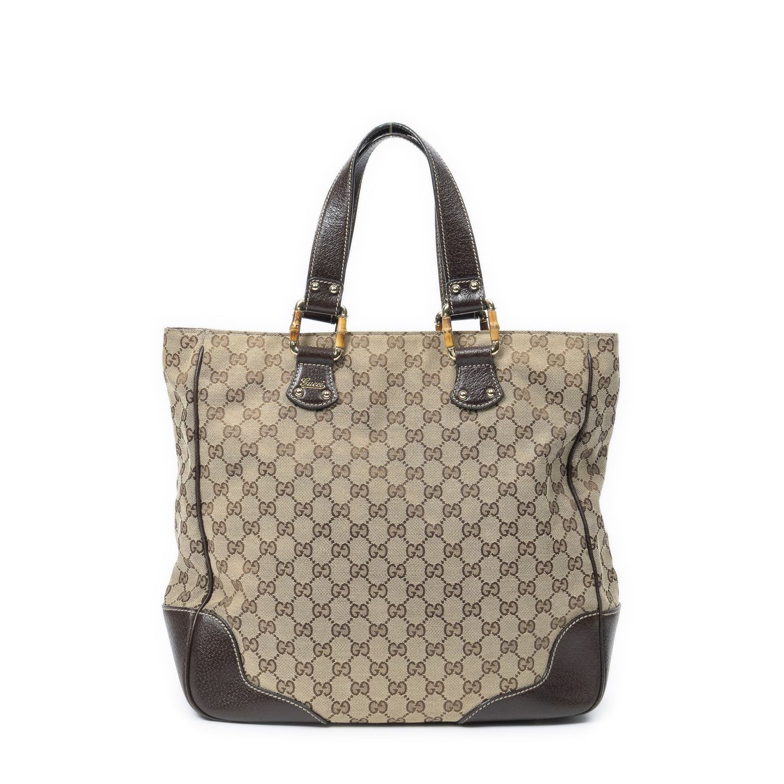 [中古] GUCCI グッチBamboo Horsebit Toteベージュ/ブラウンGGキャンバスA