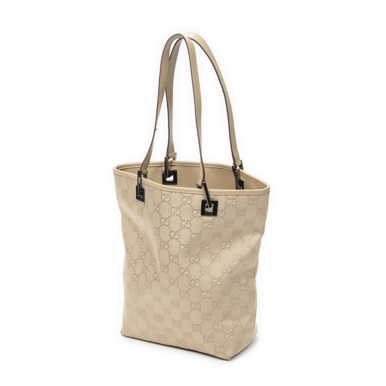 GUCCI グッチ GGキャンバス トートバッグ ベージュ 中古] GUCCI グッチバケツ型トートバッグベージュGGキャンバスA - メルカリ