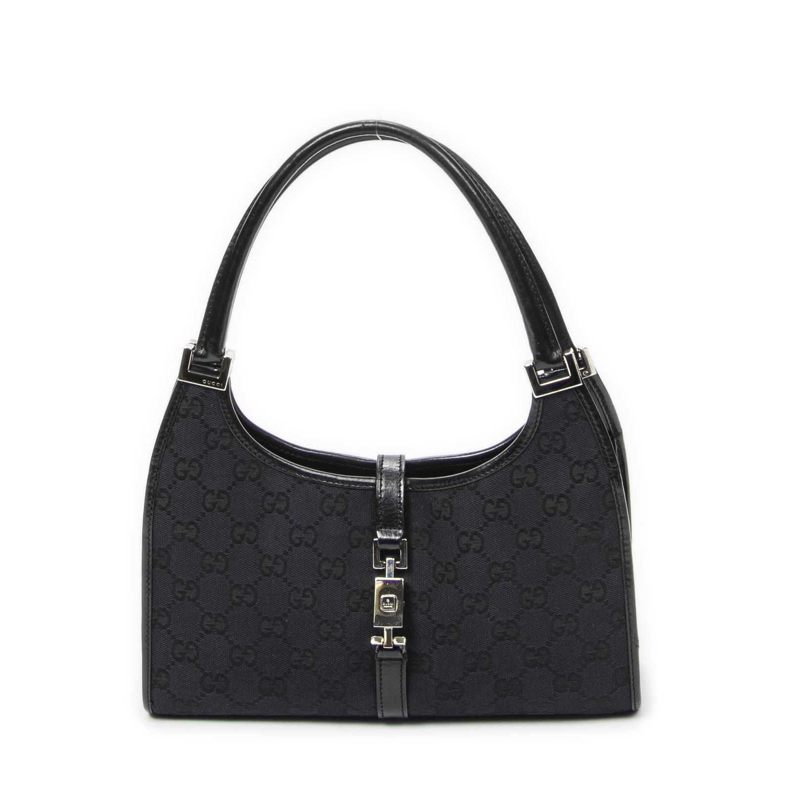 [中古] GUCCI グッチスモールバンブートート黒GGキャンバスA