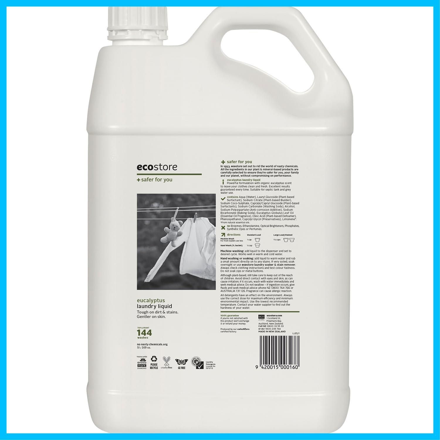 【数量限定】肌にやさしい 植物由来 液体 洗剤 洗濯洗剤 詰め替え 5L ランドリーリキッド ecostore(エコストア)