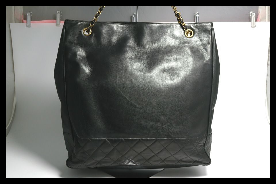 □シャネル 0番台 ラムスキン チェーントートバッグ CHANEL□0625ao121