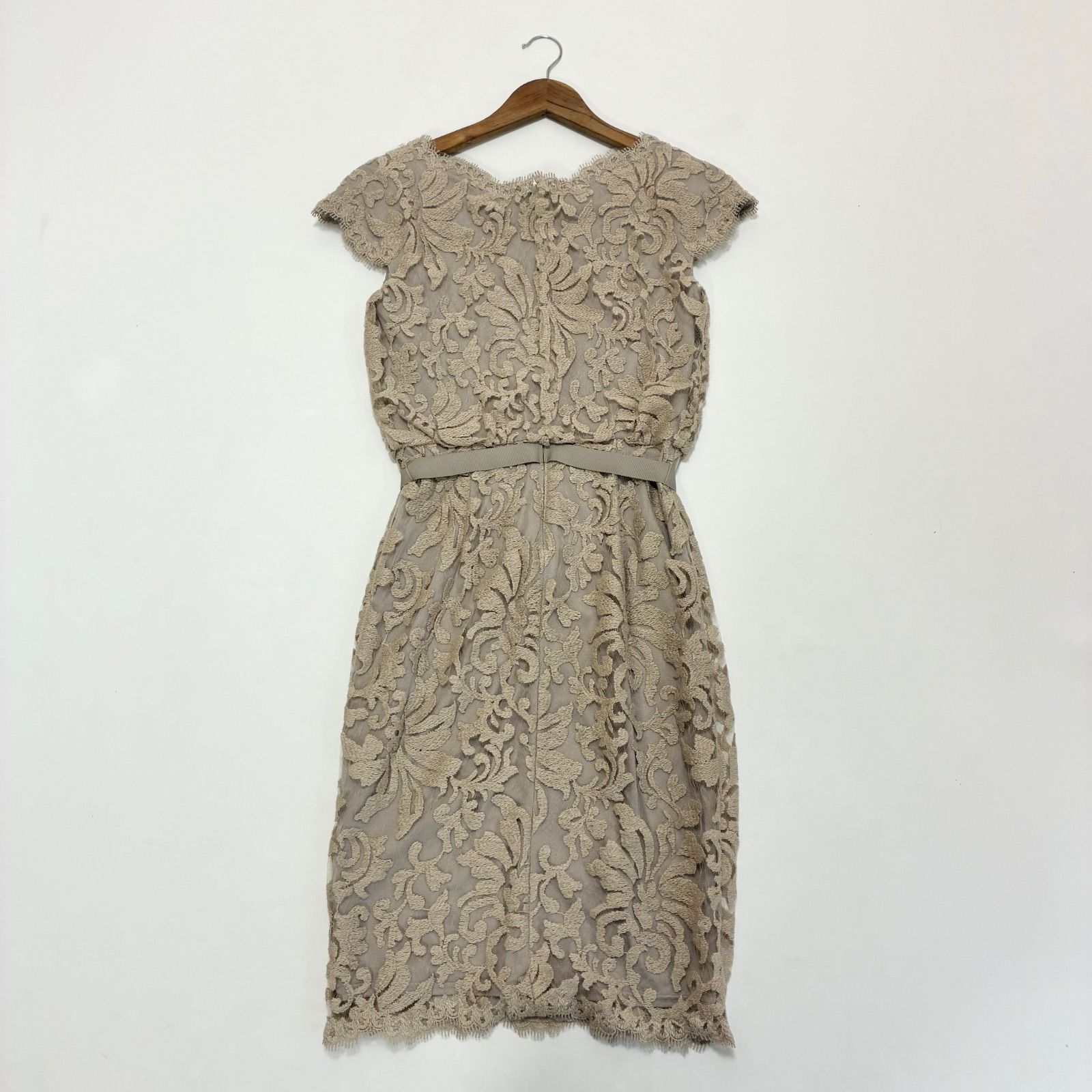 TADASHI SHOJI タダシショージ 総レースミディ丈ワンピース 2 ベージュ