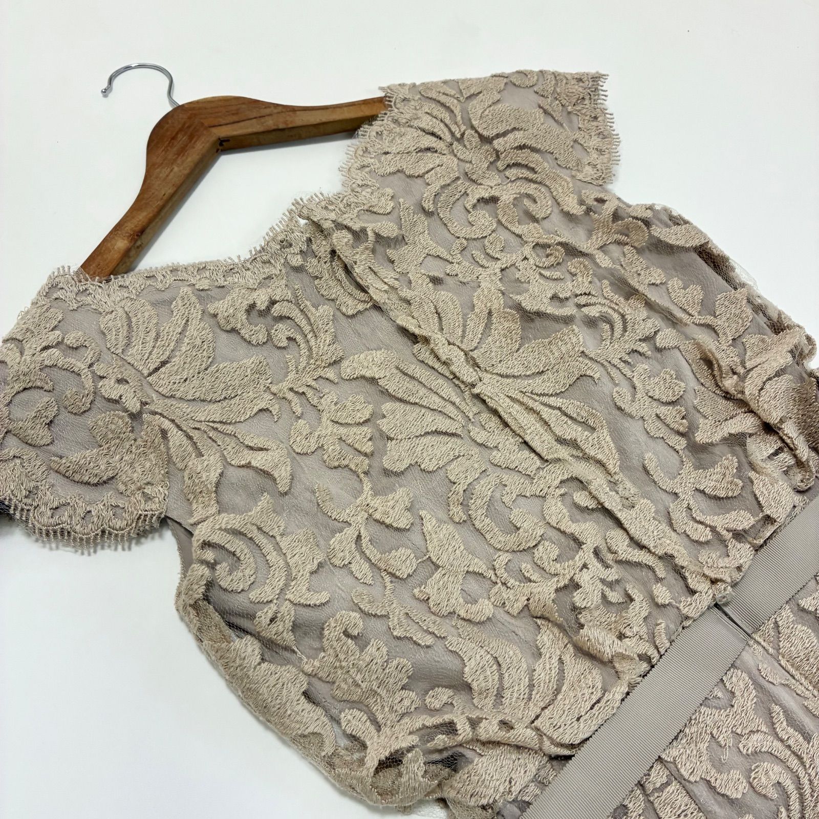 TADASHI SHOJI タダシショージ 総レースミディ丈ワンピース 2 ベージュ