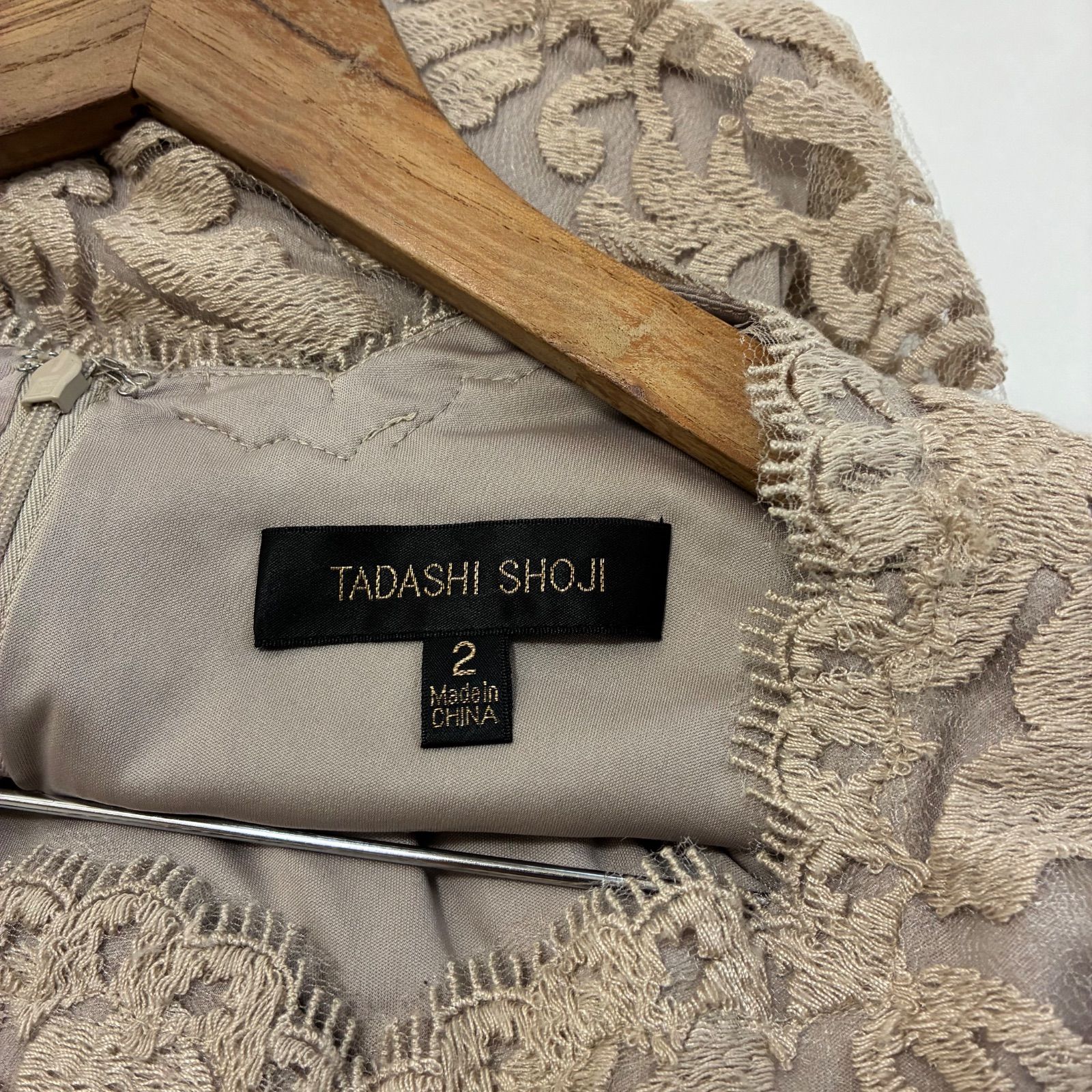 TADASHI SHOJI タダシショージ 総レースミディ丈ワンピース 2 ベージュ