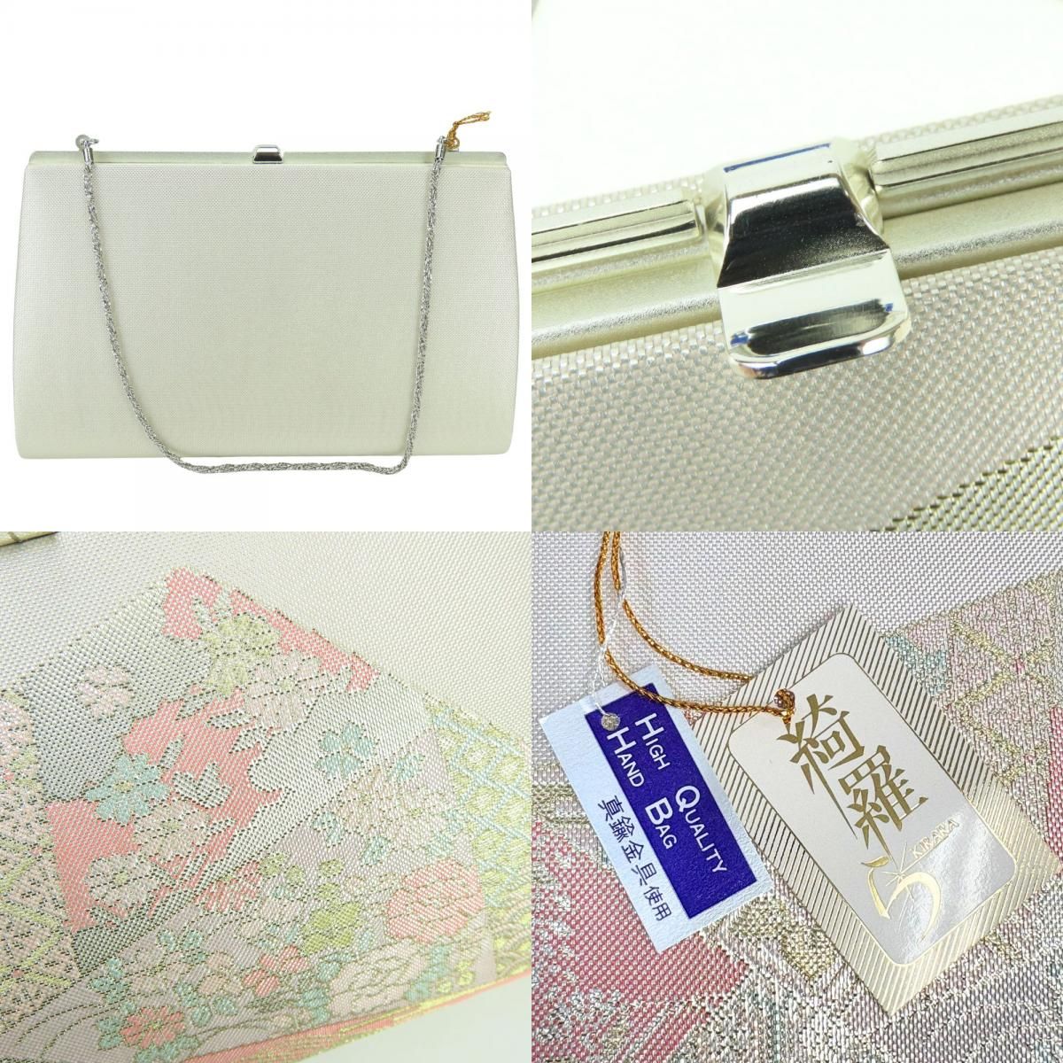 和装 バッグ・草履 未使用 金銀糸使用 中古】未使用保管品 和装バッグ 草履セット 正絹(金銀糸除く) ピンク