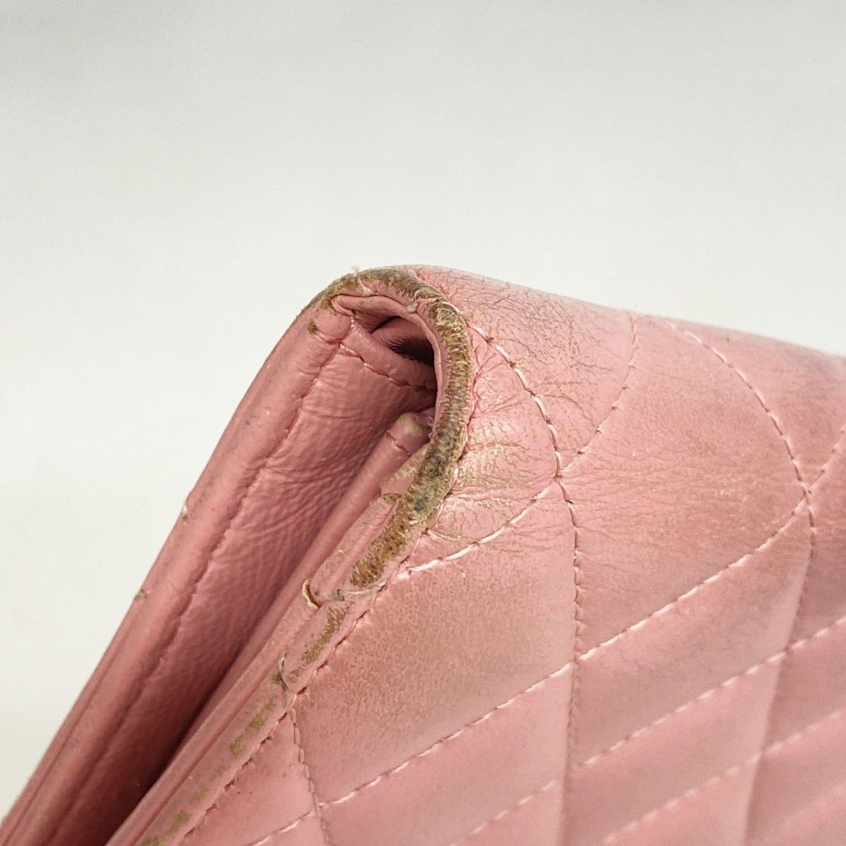【極美品】CHANEL 長財布　マトラッセ　ラムスキン　ピンク 6ga0771-k】シャネル 長財布 マトラッセ ラムスキン ピンク シルバー