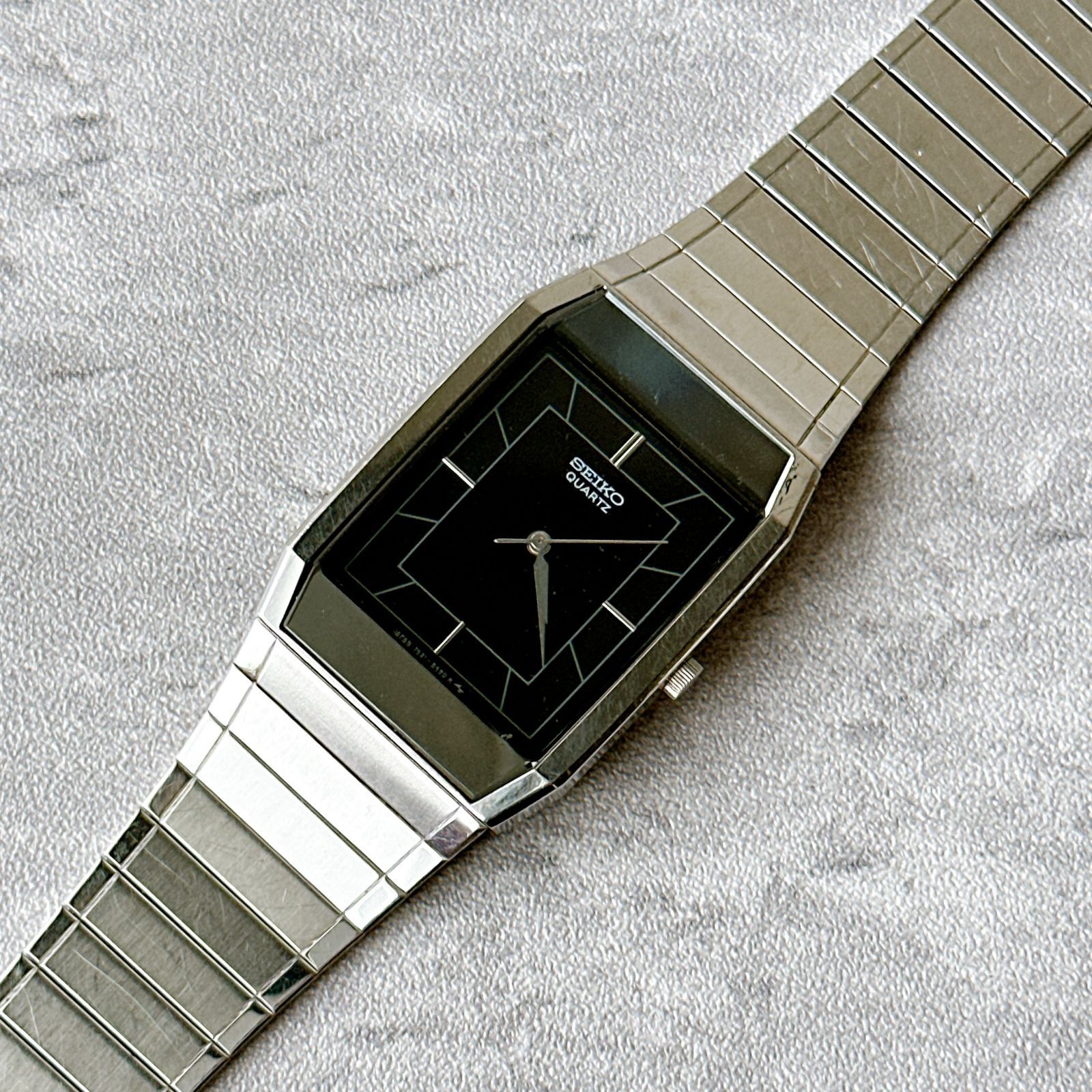セイコー ヴィンテージ タンク 美品 動作未確認 7431-5110 メンズ SEIKO セイコー Quartz 7431-5360 ブラックダイヤル 純正ブレス