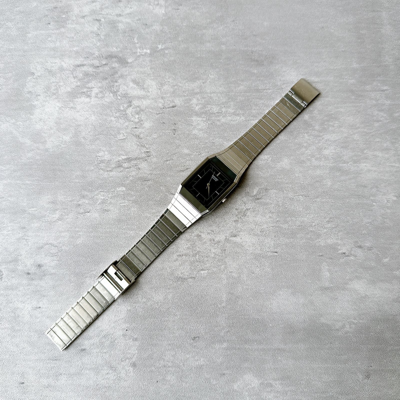 セイコー ヴィンテージ タンク 美品 動作未確認 7431-5110 メンズ SEIKO セイコー Quartz 7431-5360 ブラックダイヤル 純正ブレス