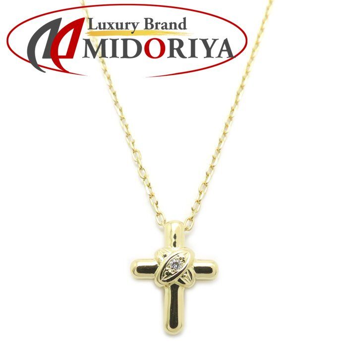 MIKIMOTO ミキモト クロス ネックレス ダイヤモンド0.01ct K18YG イエローゴールド レディース/295693【中古】【BJ】