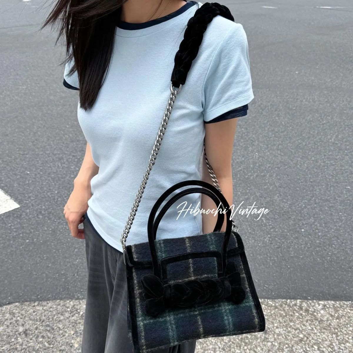 中古】MIU MIU ミュウミュウ チェック柄 チェーン 2WAYハンドバッグ 