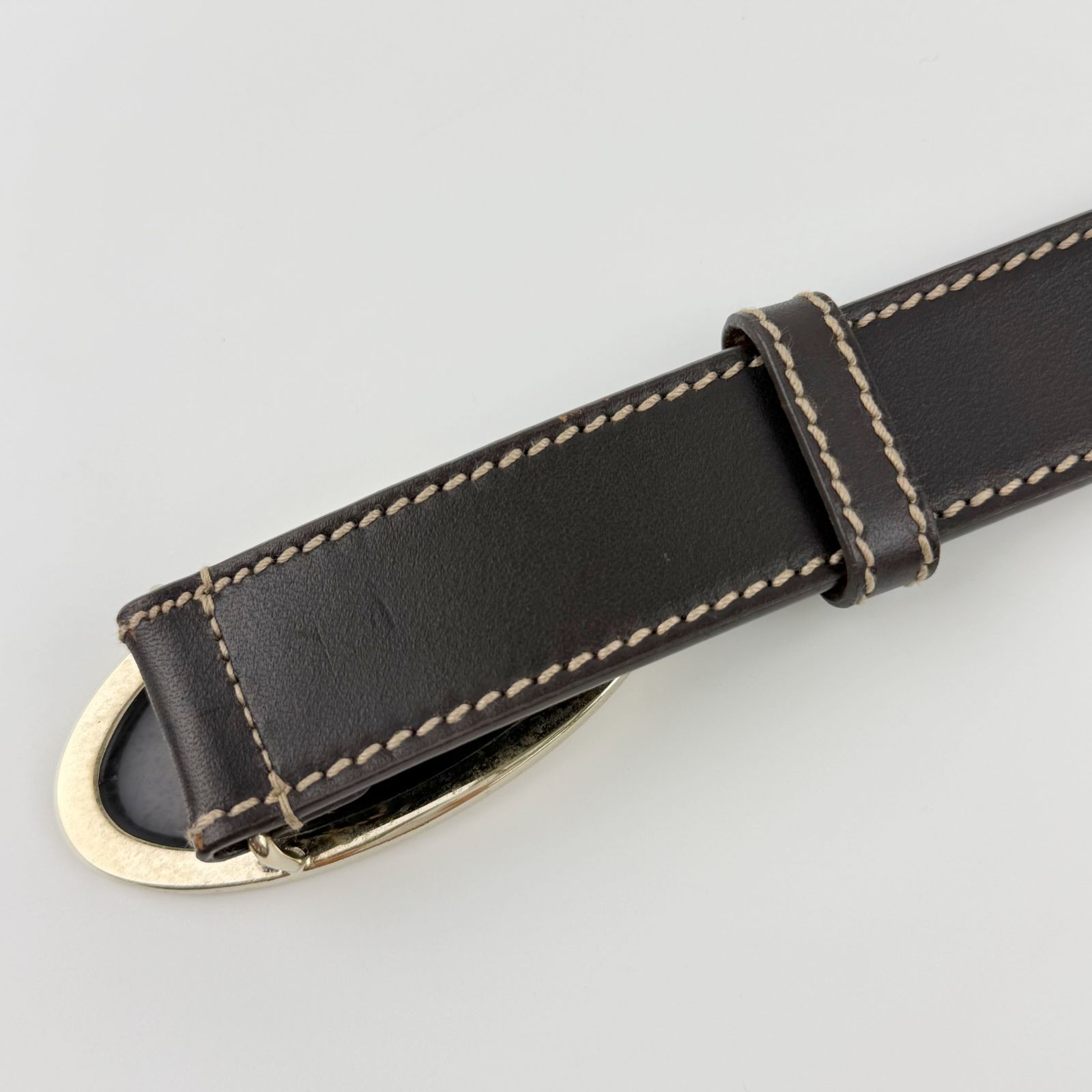 中古】GUCCI グッチ ロゴバックル レザーベルト ベルト レザー ダーク