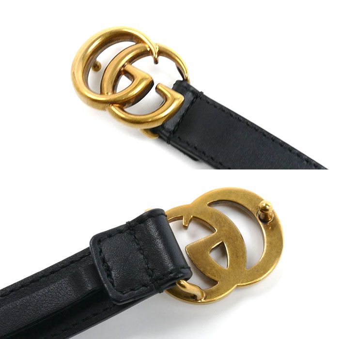 GUCCI グッチ ダブルG スリム ベルト ブラック 409417 AP00T 1000