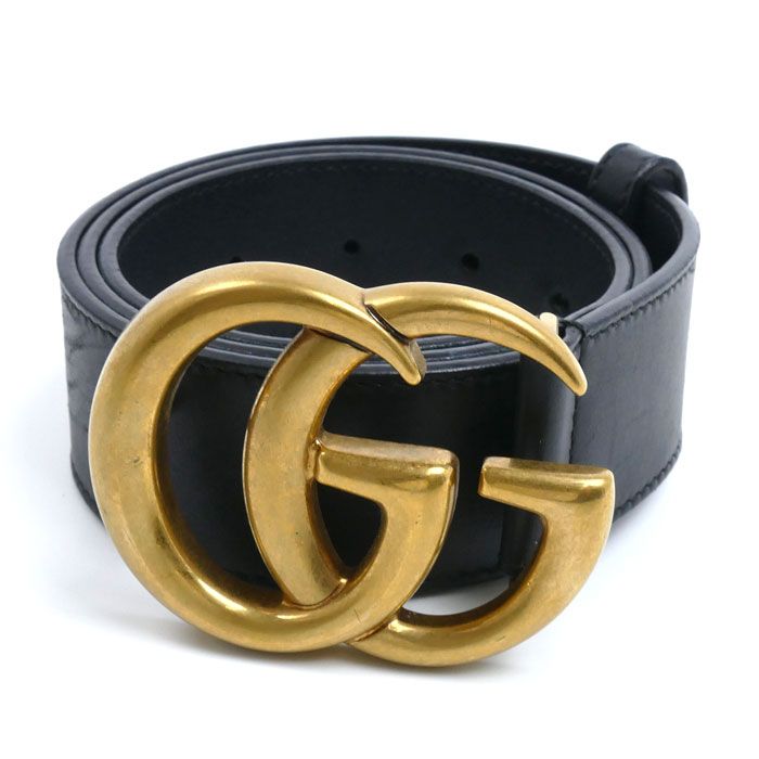GUCCI グッチ GGエンブレム ワイド ベルト ブラック 400593 レディース 75/30 中古