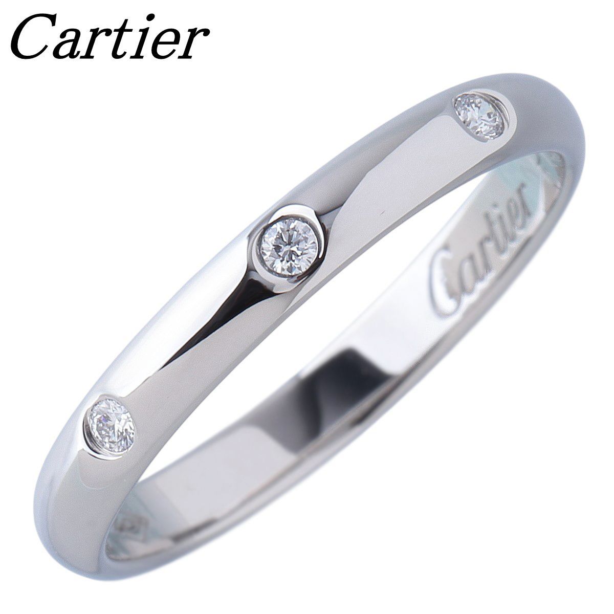 カルティエ ダイヤ リング 1895 ウェディング 3PD #49 幅2.5mm Pt950