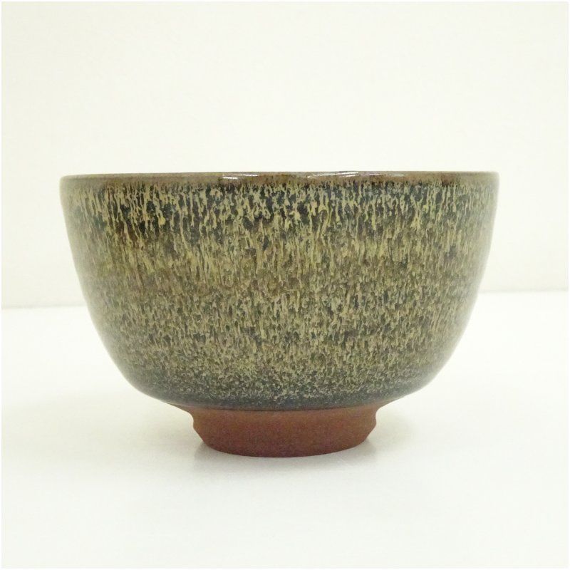 京焼・清水焼　西川實　作　兎糸毛　茶碗　共箱　古物。 深草窯 西川實（実）造 兎糸毛茶碗（共箱） 茶道 抹茶 おしゃれ 抹茶