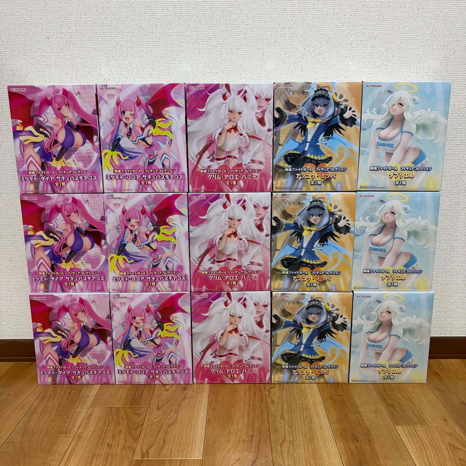 麻雀ファイトガール フィギュア 5種　×3 計15点セット 新品未開封 日本プロ麻雀連盟公認 麻雀ファイトガール フィギュア
