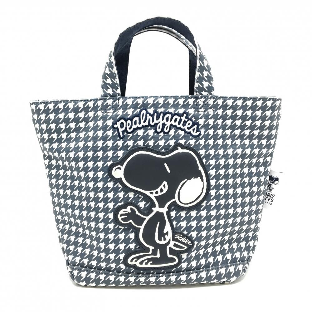 パーリーゲイツ×PEANUTS カートバッグ ネイビー×白 スヌーピー 千鳥格