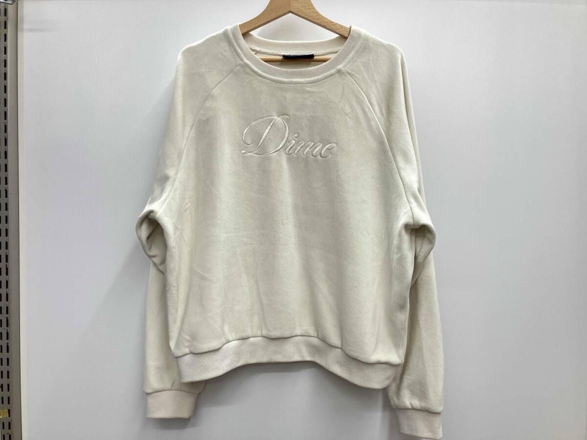 Dime ダイム ベルベットクルーネック スウェット Cursive Velvet Creneck サイズM アイボリー 白系 秋冬