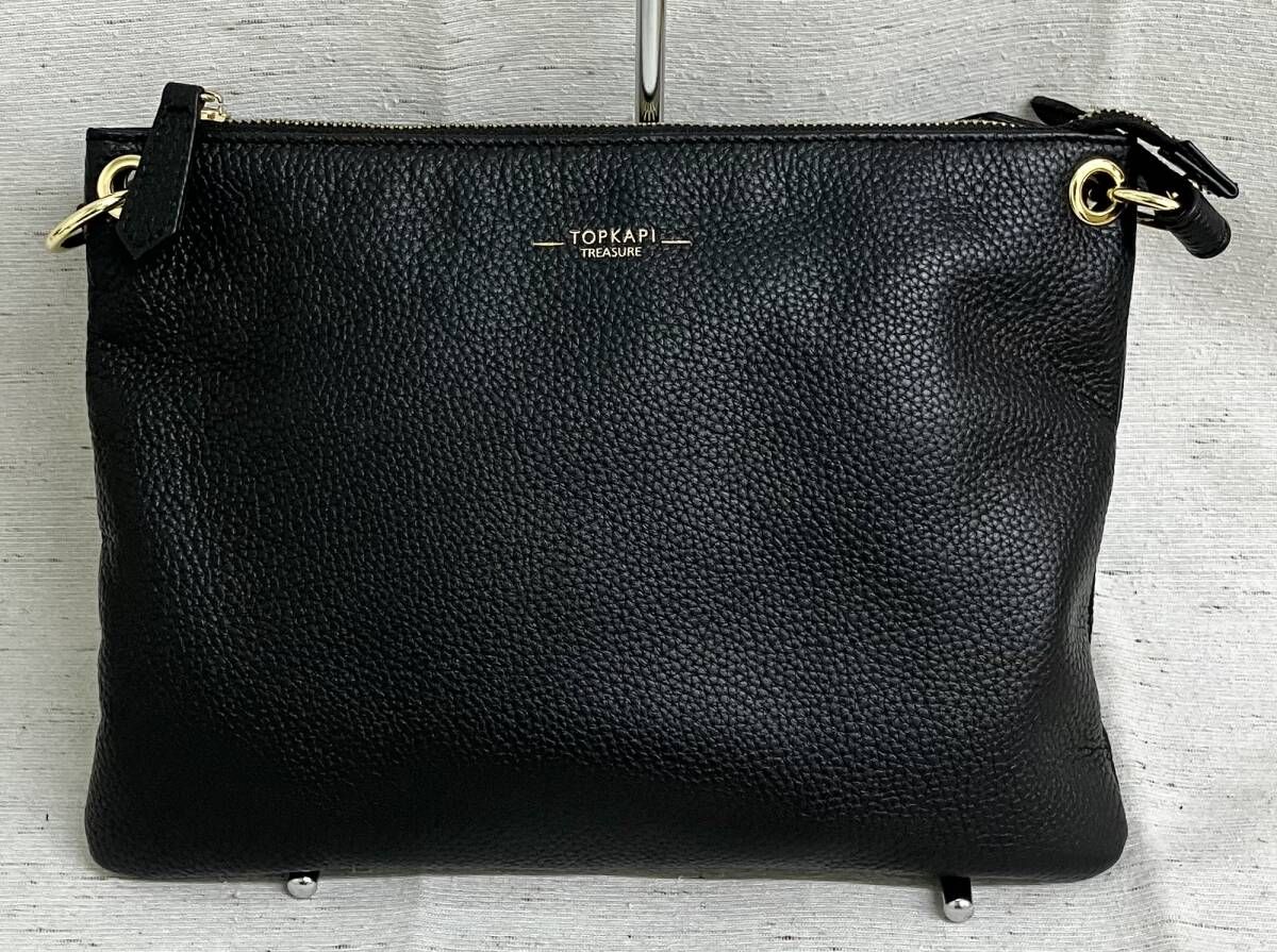 TOPKAPI TREASURE トプカピ ストライプベルト レザー 2way ショルダーバッグ ブラック レディース バッグ