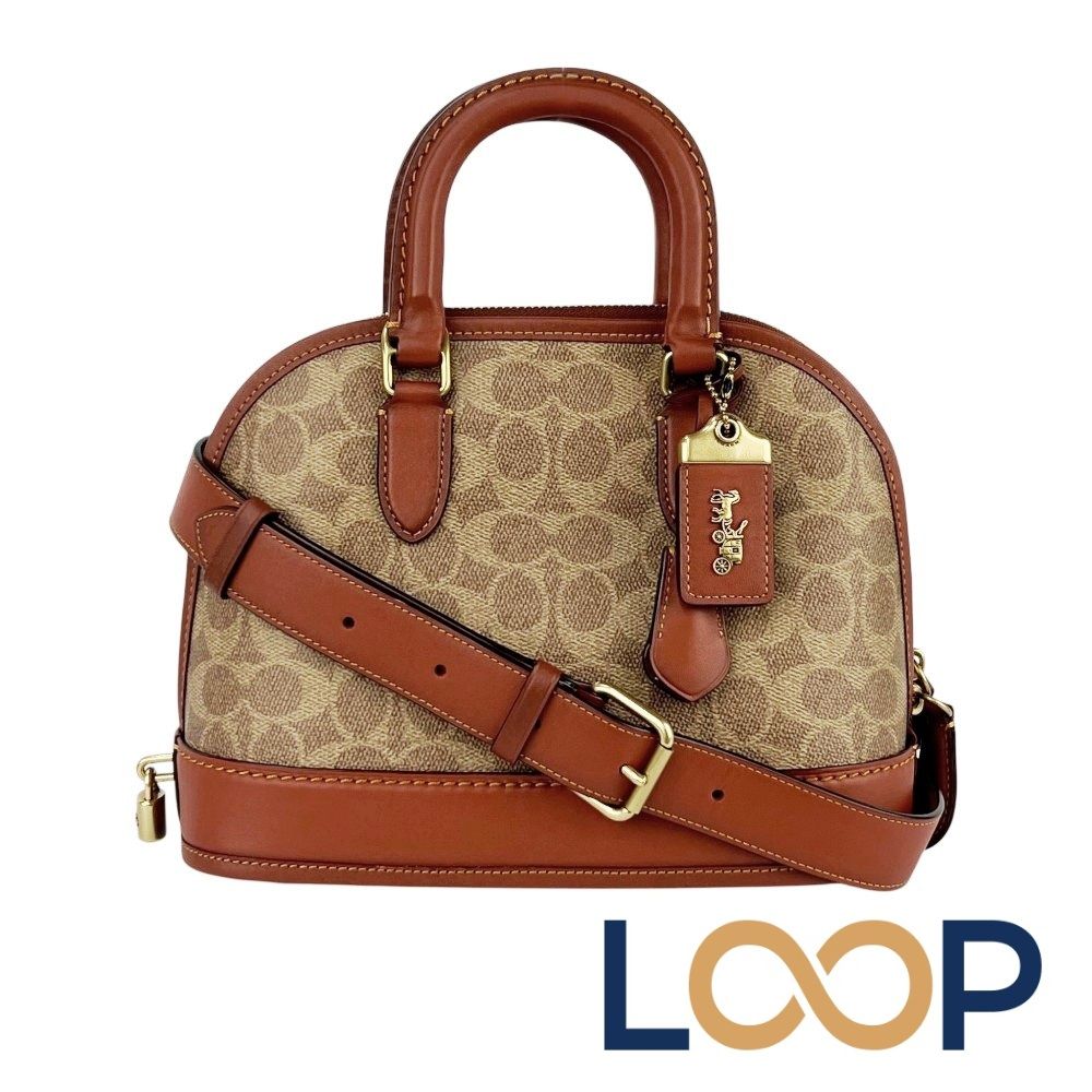 COACHコーチ ハンドバッグ シグネチャー レザー ブラウン 肩掛け COACH 