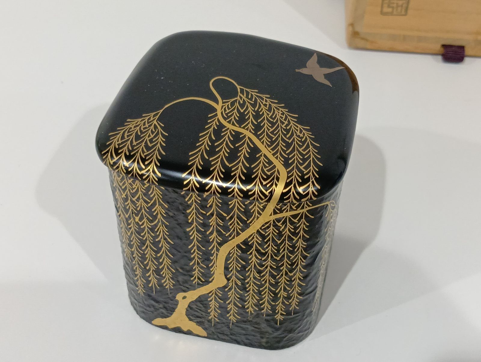 一閑張 柳に鳥蒔絵 棗(なつめ) 茶道具[管理番号S] - メルカリ