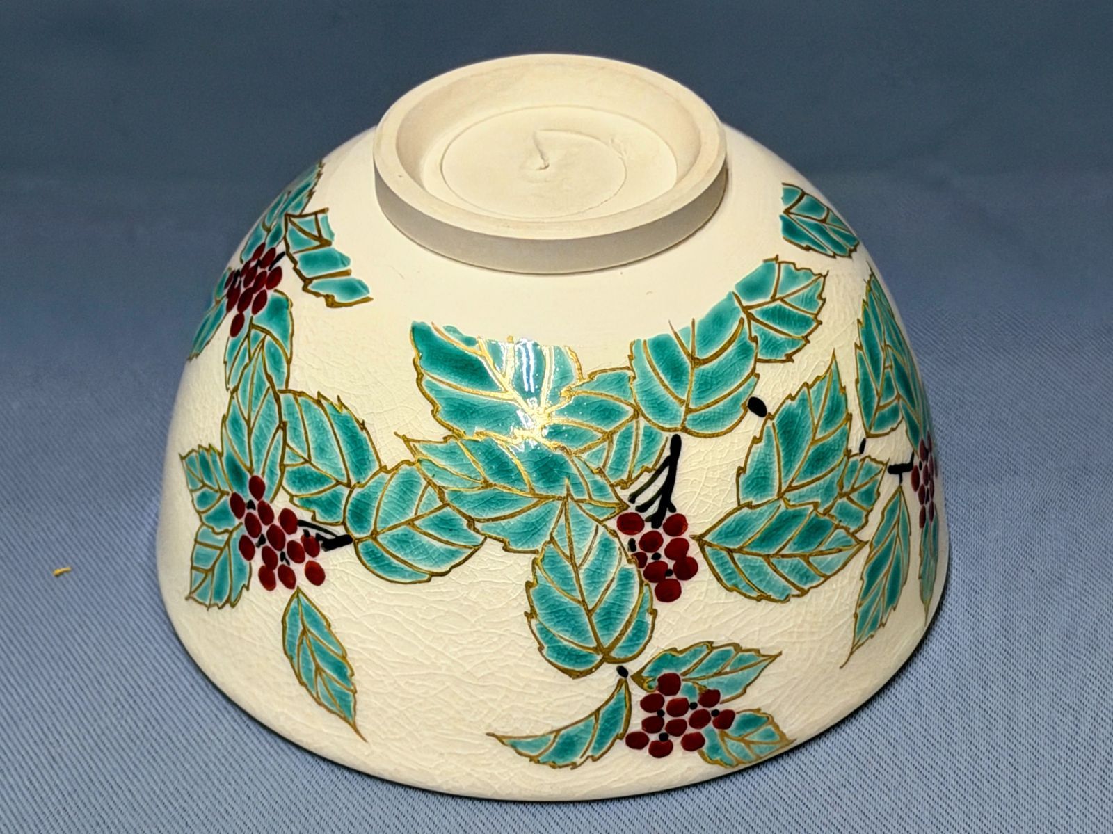 D212【未使用・共箱付】千両之画 茶碗 粟田焼 岡田佳山作 茶道具（口径