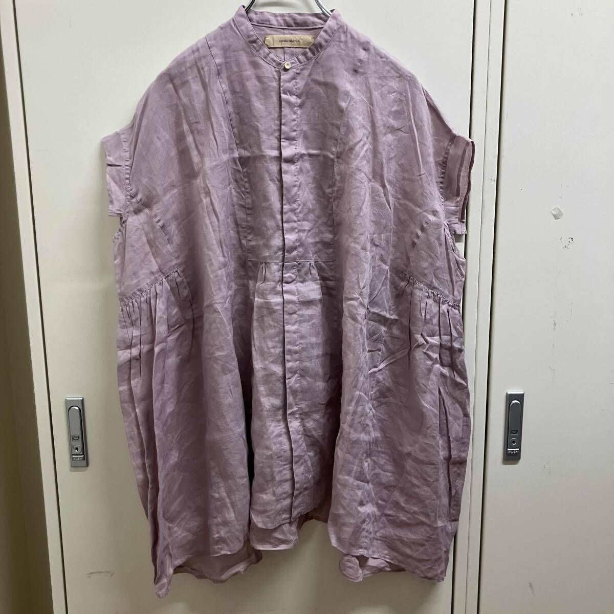 suzuki takayuki 半袖シャツ ブラウス band sleeve tunic フリーサイズ パープル スズキタカユキ