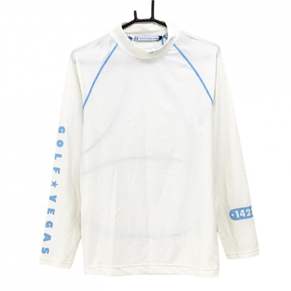 超美品】ラッセルノ ハイネックインナーシャツ 白×ライトブルー 袖
