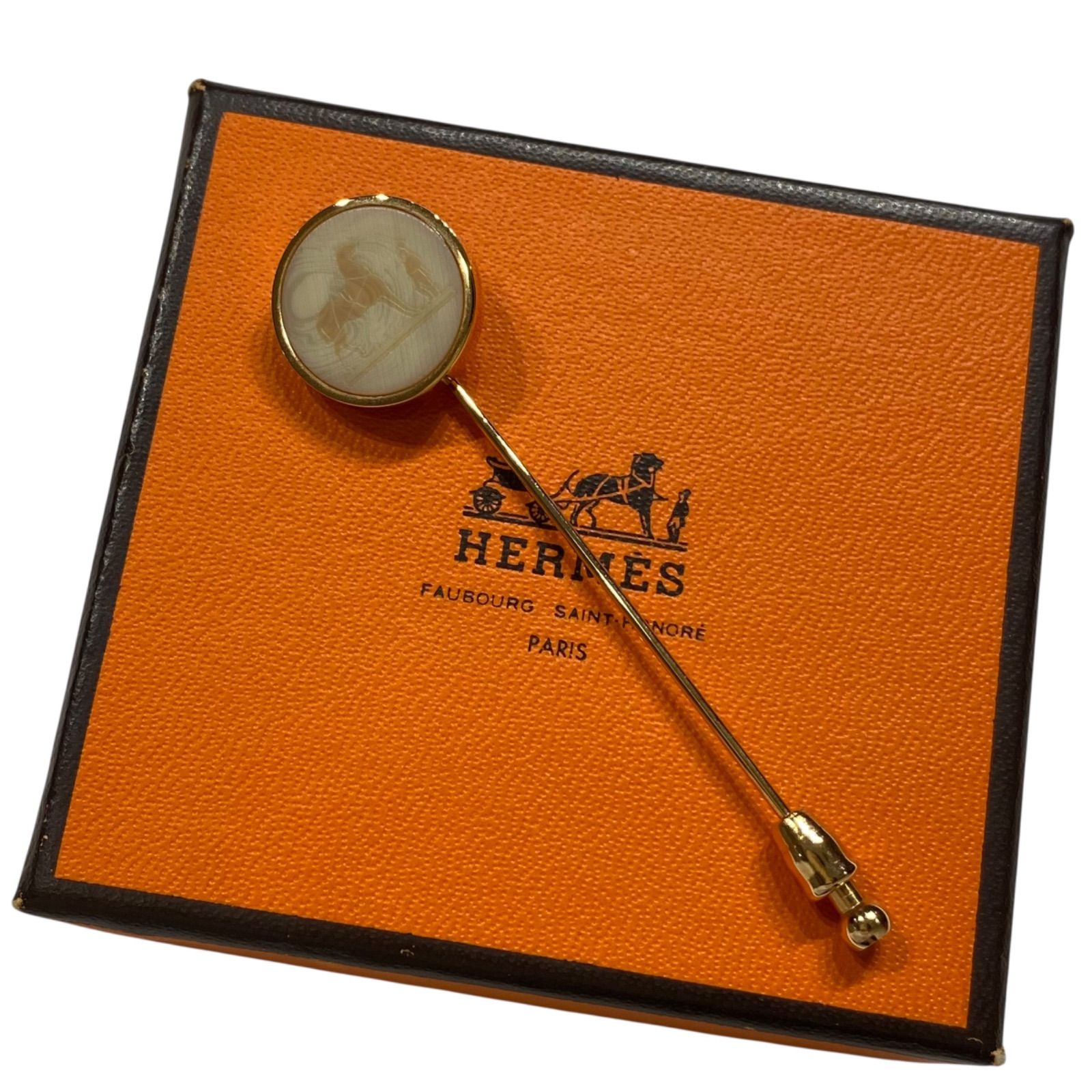 エルメス ピンブローチ コロゾ セリエ ゴールド金具 HERMES