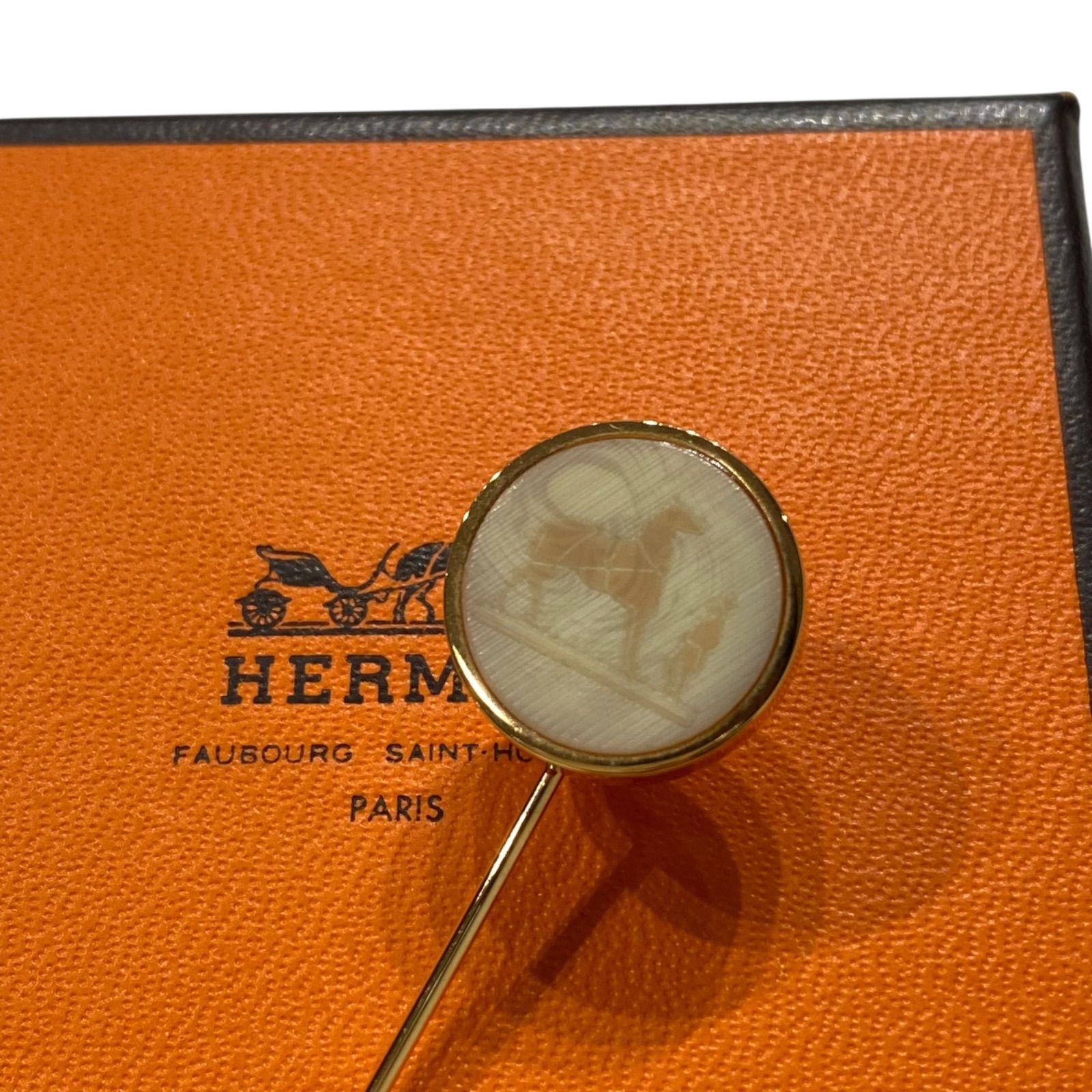 エルメス ピンブローチ コロゾ セリエ ゴールド金具 HERMES