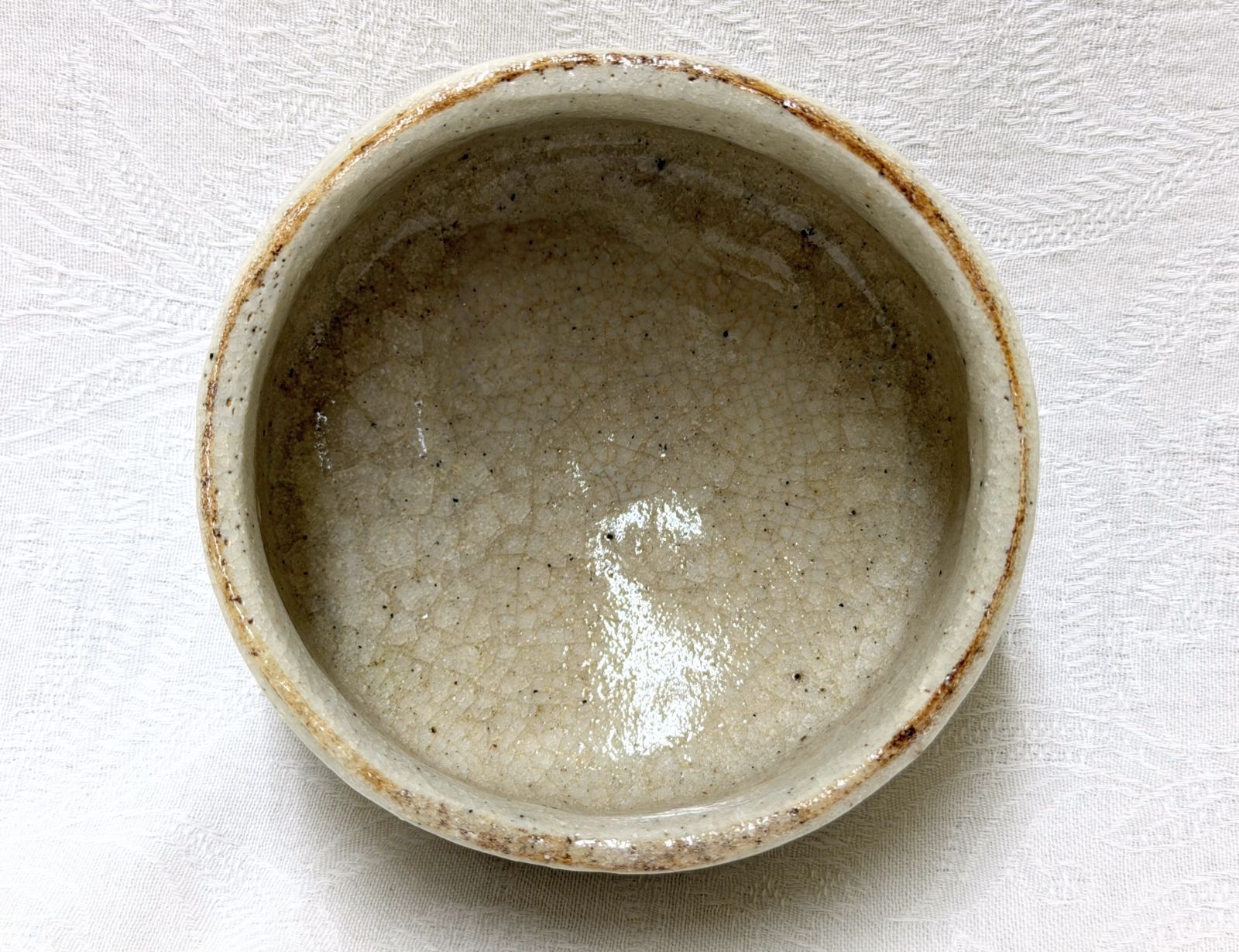 D220【共箱・栞付】志野 茶碗 赤津焼 中島春草作 茶道具（口径約11.5cm