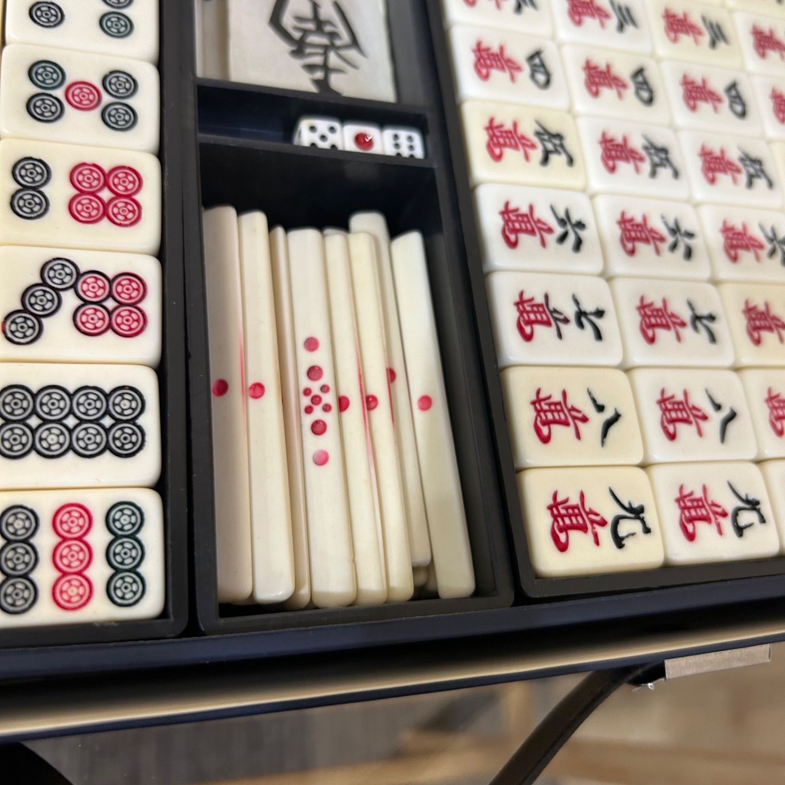 SGM】麻雀牌セット ネイビー ケース付き - メルカリ