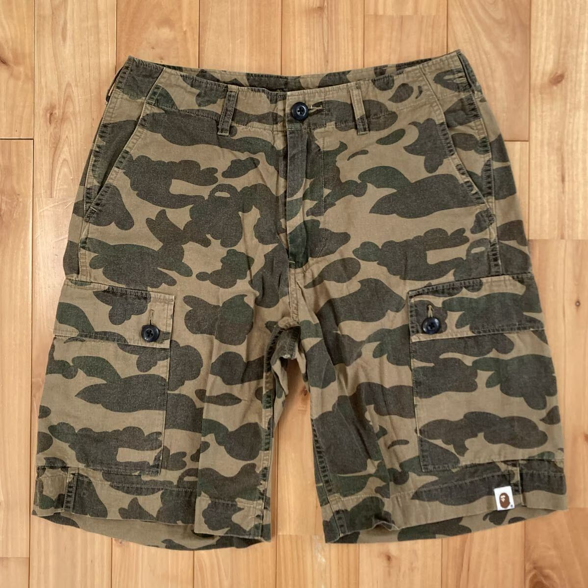 BAPE 1st camo green カーゴ ハーフパンツ Sサイズ a bathing ape cargo shorts エイプ ベイプ アベイシングエイプ ショーツ NIGO ky65