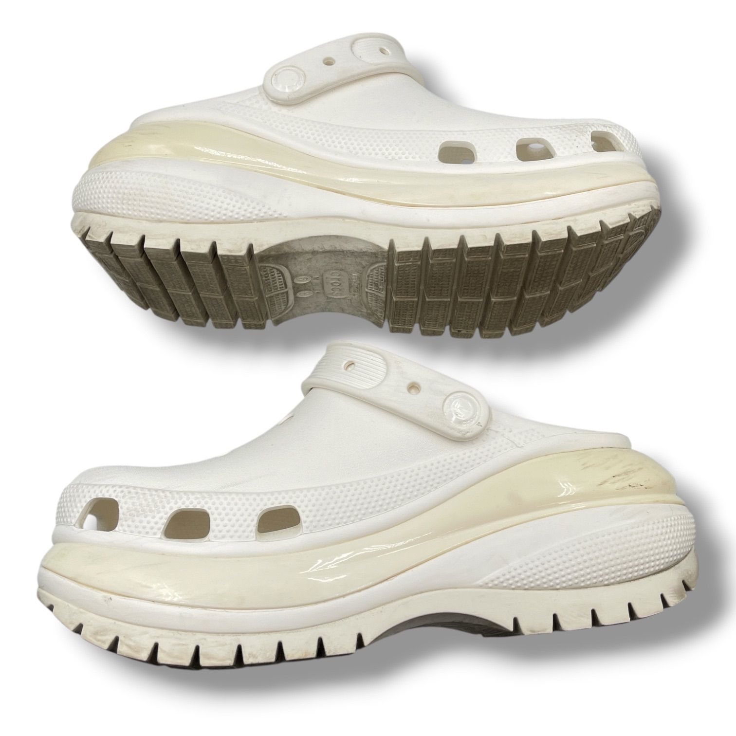 メガクラッシュcrocs ホワイト！ 美品 Crocs クロックス Classic Mega Crush Clog クラシック メガ