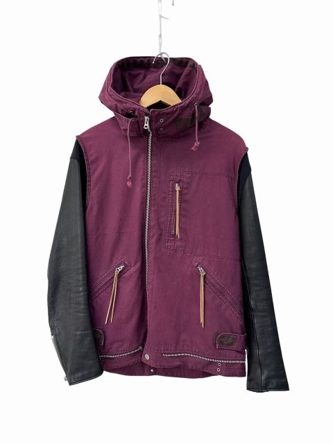 アンダーカバー UNDERCOVER 13AW SPOT限定 Leather Sleeve Army Jacket レザー スリーブ アーミー ジャケット K9201 2 バーガンディ ブランド古着ベクトル中古260707