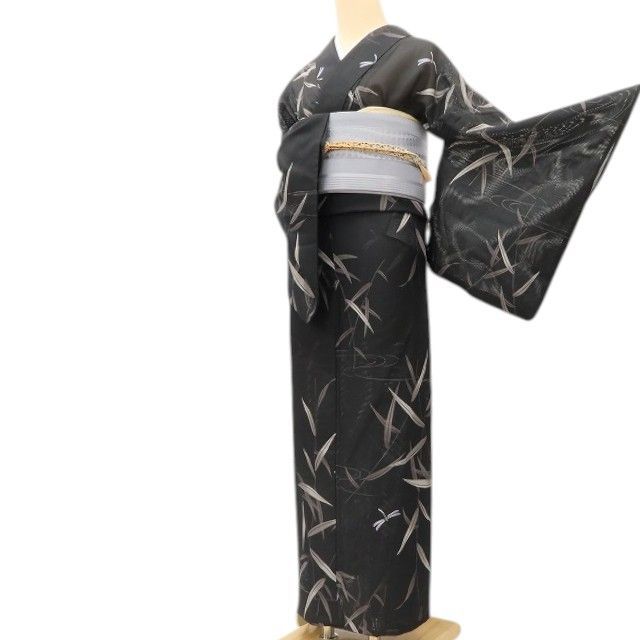 百華❀Y5236◇洗える夏着物 絽 トンボ 勝ち虫 笹 小紋 - メルカリ