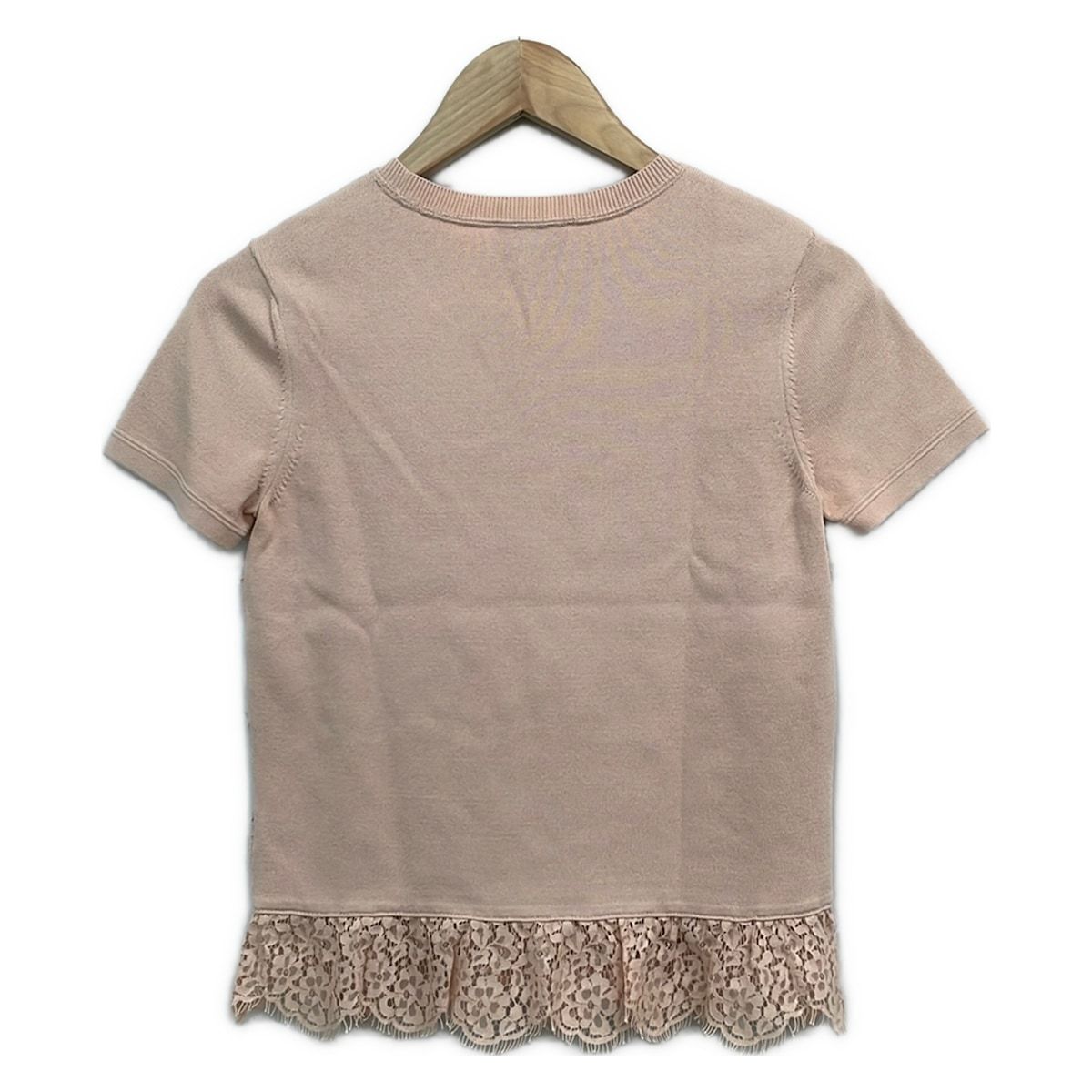 RED VALENTINOベージュ ラメ 半袖 ニット フリル袖 RED VALENTINO(レッドバレンチノ) 半袖カットソー サイズXS レディース