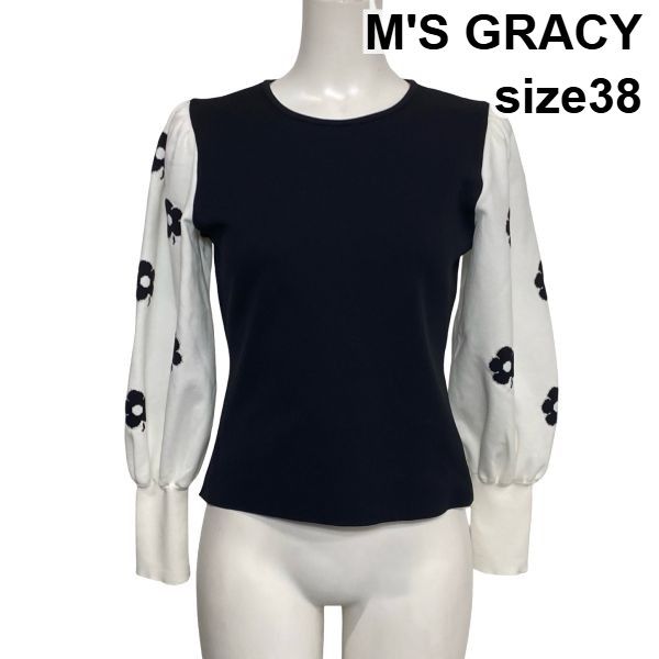 エムズグレイシーのカットソー ◇ エムズグレイシー M'S GRACY 長袖カットソー Tシャツ 異素材切替 花