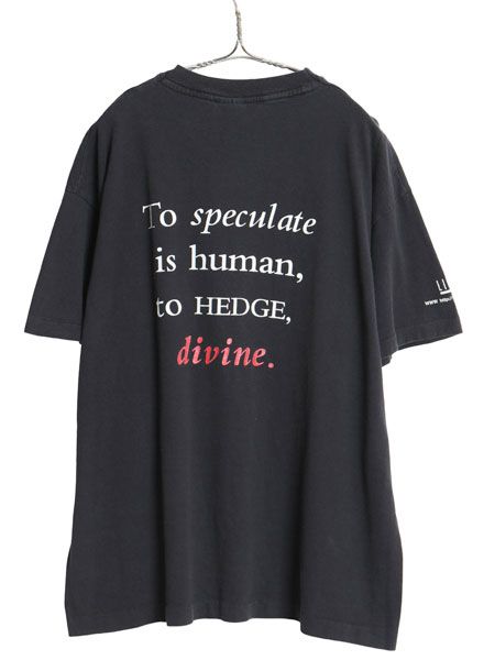 90s 企業 メッセージ プリント Tシャツ メンズ XL / 古着 オールド 当時物 ヘビーウェイト グラフィック シングルステッチ 大きいサイズ 黒