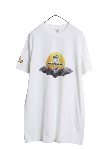 デッドストック 90s 00s 企業 ミラー ビール プリント 半袖 Tシャツ メンズ L / 当時物 オールド グラフィック イラスト ヘビーウェイト 白
