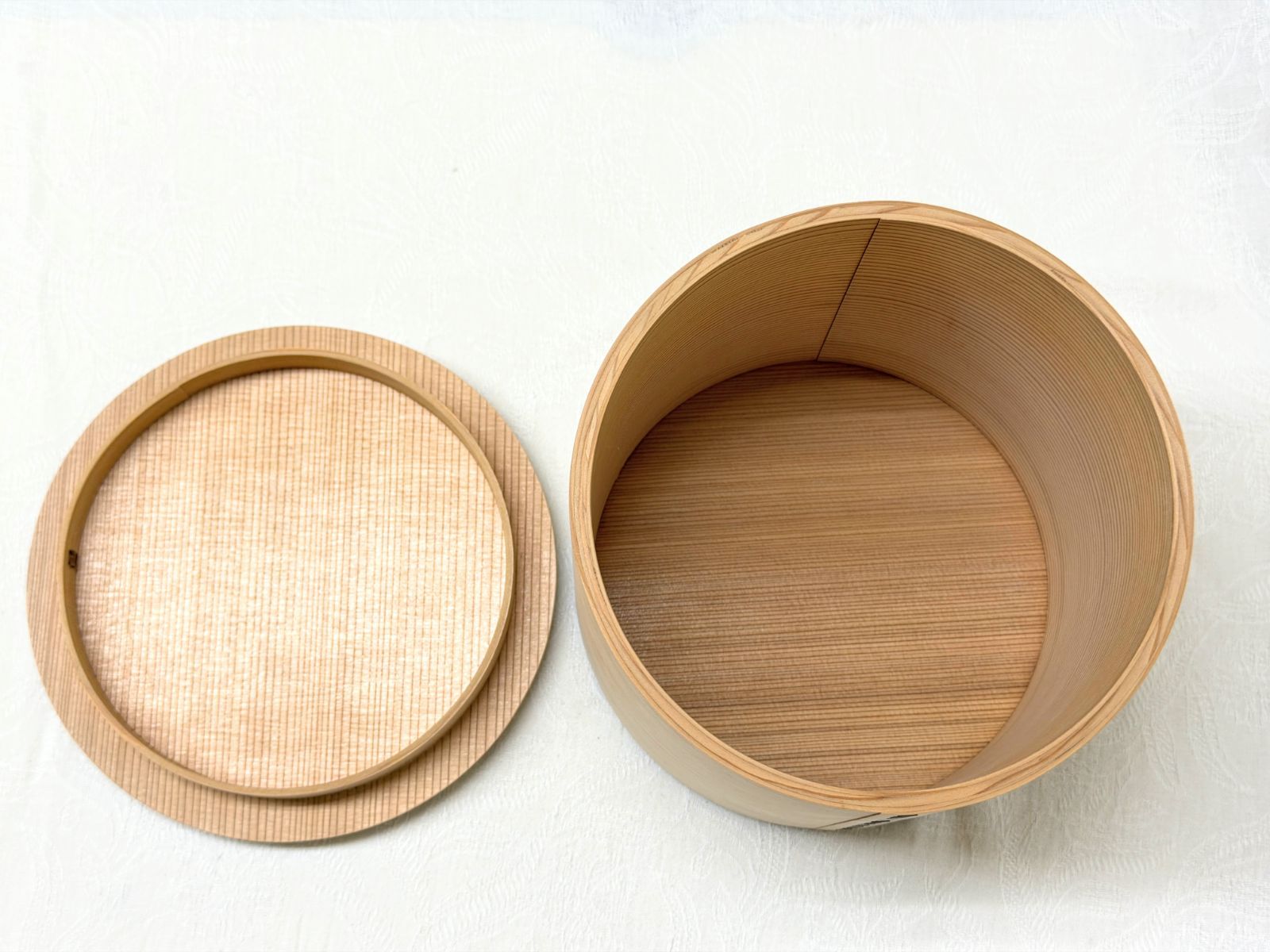 D235【未使用・紙箱付】白木曲 水指 高木誠明作 茶道具（直径約18.5cm