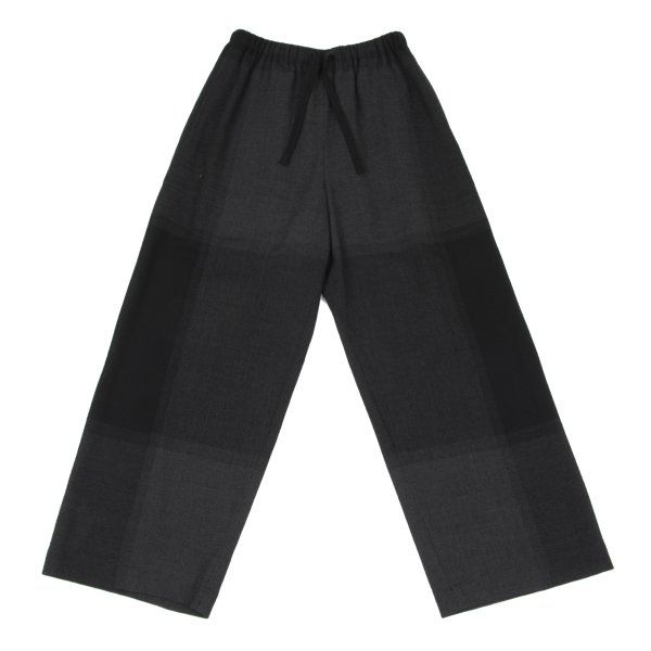 イッセイミヤケペルマネンテISSEY MIYAKE PERMANENTE ウールシャドーチェックシアーワイドパンツ チャコールM