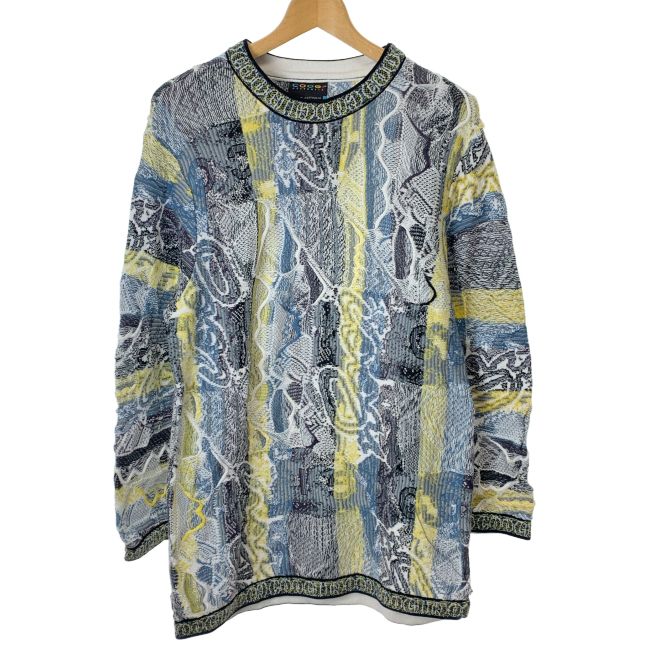 【中古】　COOGI　セーター　90s vintage　90年代　OLD　長袖　ニット　トップス　クルーネック　総柄　3Dニット　オーストラリア製　古着　/3002